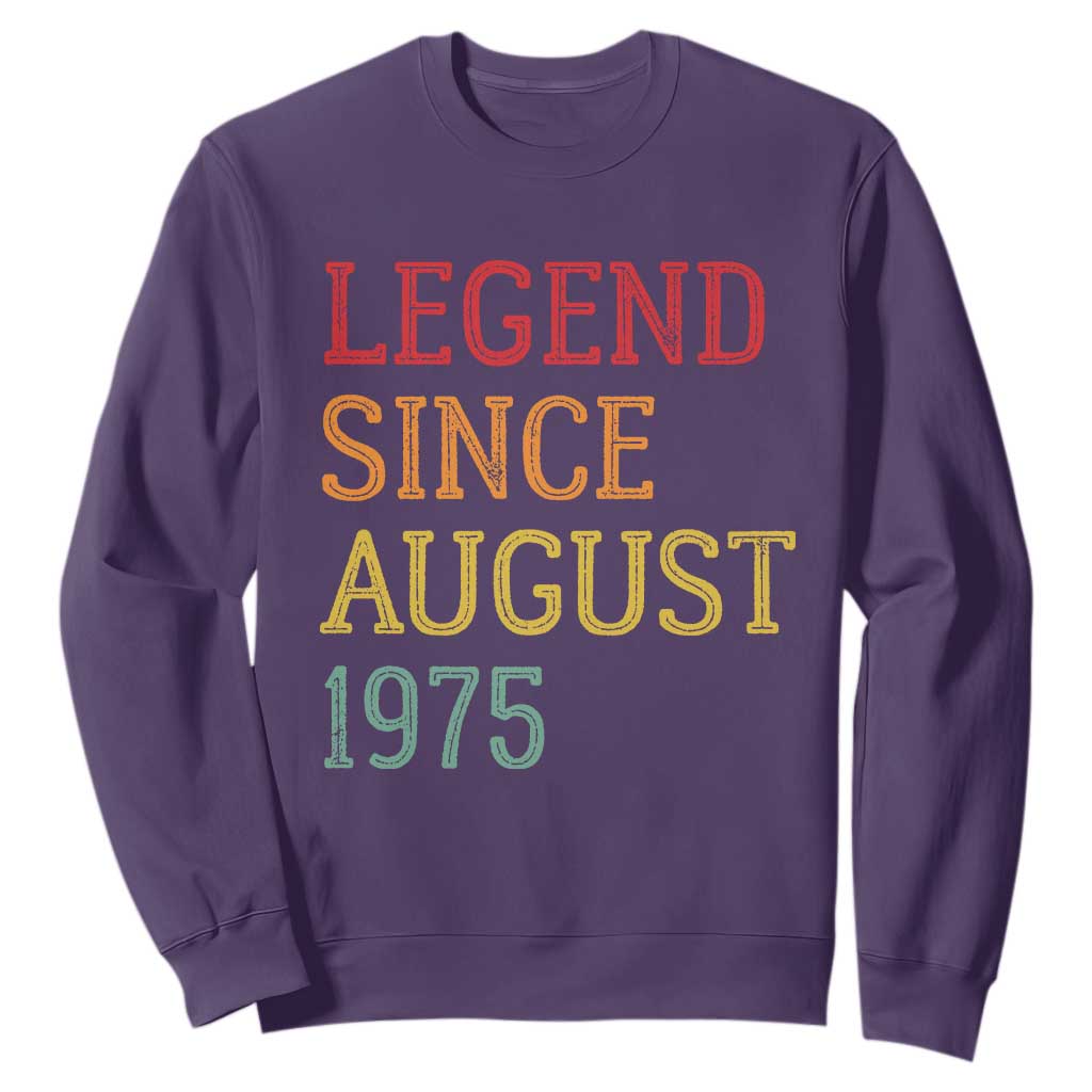 Legend Since August 1975 Sweatshirt Vintage Retro 50th Birthday Gifts TS10 Purple Print Your Wear