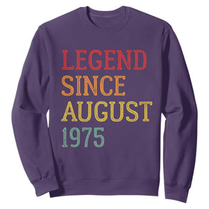 Legend Since August 1975 Sweatshirt Vintage Retro 50th Birthday Gifts TS10 Purple Print Your Wear