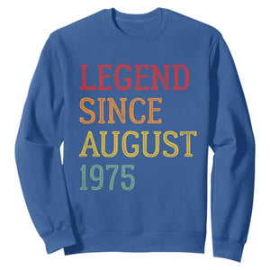 Legend Since August 1975 Sweatshirt Vintage Retro 50th Birthday Gifts TS10 Royal Blue Print Your Wear