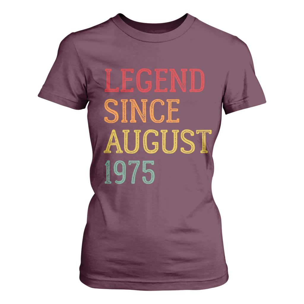 Legend Since August 1975 T Shirt For Women Vintage Retro 50th Birthday Gifts TS10 Maroon Print Your Wear