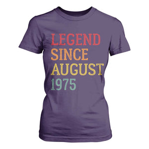 Legend Since August 1975 T Shirt For Women Vintage Retro 50th Birthday Gifts TS10 Purple Print Your Wear