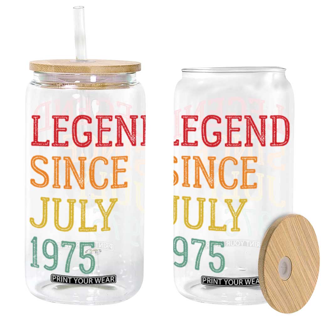 Legend Since July 1975 Glass Can Vintage Retro 50th Birthday Gifts TS10 Black Print Your Wear