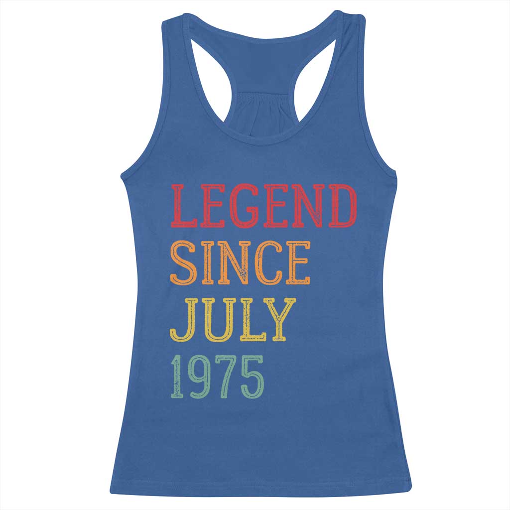 Legend Since July 1975 Racerback Tank Top Vintage Retro 50th Birthday Gifts TS10 Royal Blue Print Your Wear