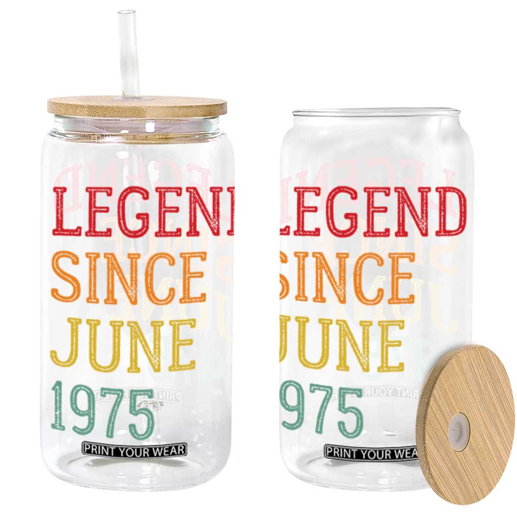 Legend Since June 1975 Glass Can Vintage Retro 50th Birthday Gifts TS10 Black Print Your Wear