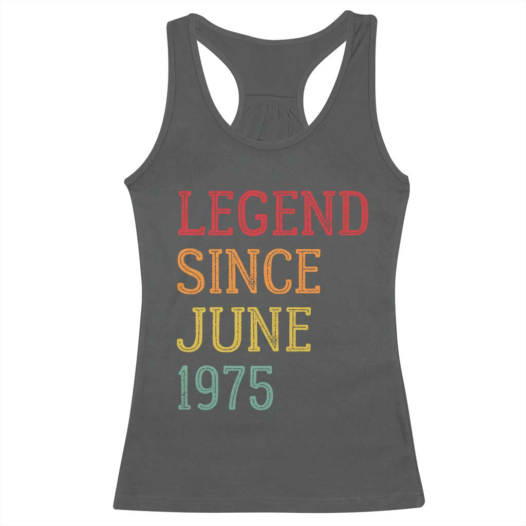 Legend Since June 1975 Racerback Tank Top Vintage Retro 50th Birthday Gifts TS10 Dark Heather Print Your Wear