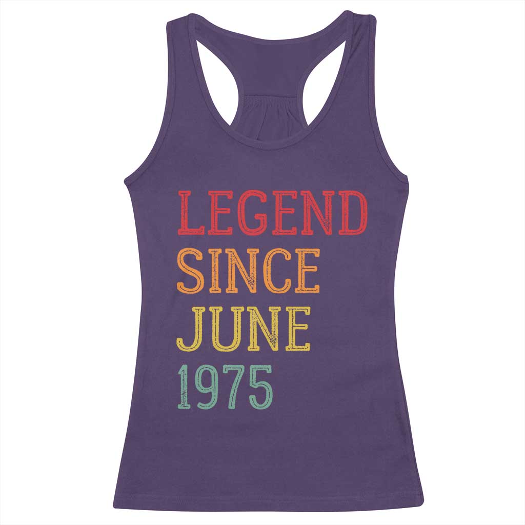 Legend Since June 1975 Racerback Tank Top Vintage Retro 50th Birthday Gifts TS10 Purple Print Your Wear