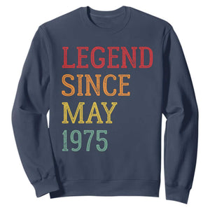 Legend Since May 1975 Sweatshirt Vintage Retro 50th Birthday Gifts TS10 Navy Print Your Wear