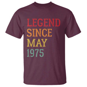 Legend Since May 1975 T Shirt Vintage Retro 50th Birthday Gifts TS10 Maroon Print Your Wear