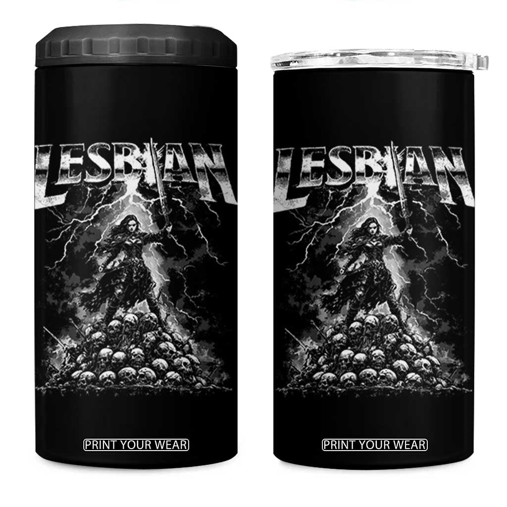 Lesbian 4 in 1 Can Cooler Tumbler Funny Meme Dark Fantasy TS10 One Size: 16 oz Black Print Your Wear