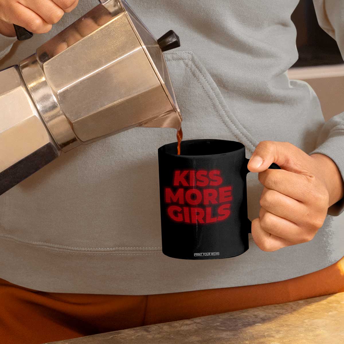 Lesbian Coffee Mug Kiss More Girls Funny Pride Month TS10 Print Your Wear