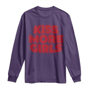 Lesbian Long Sleeve Shirt Kiss More Girls Funny Pride Month TS10 Purple Print Your Wear