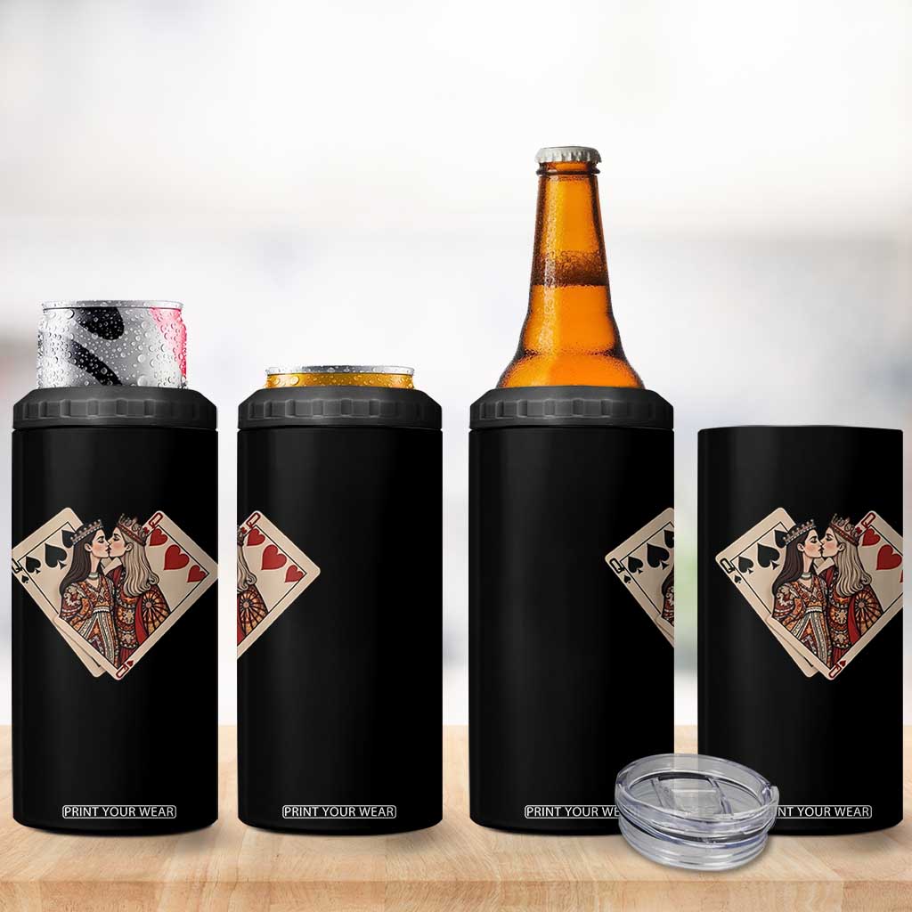 Lesbian Pride 4 in 1 Can Cooler Tumbler Vintage Kissing Cards Sapphic Art TS10 Print Your Wear