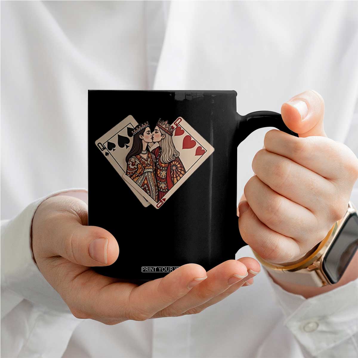 Lesbian Pride Coffee Mug Vintage Kissing Cards Sapphic Art TS10 Print Your Wear