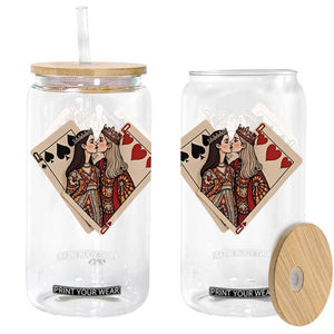 Lesbian Pride Glass Can Vintage Kissing Cards Sapphic Art TS10 Black Print Your Wear