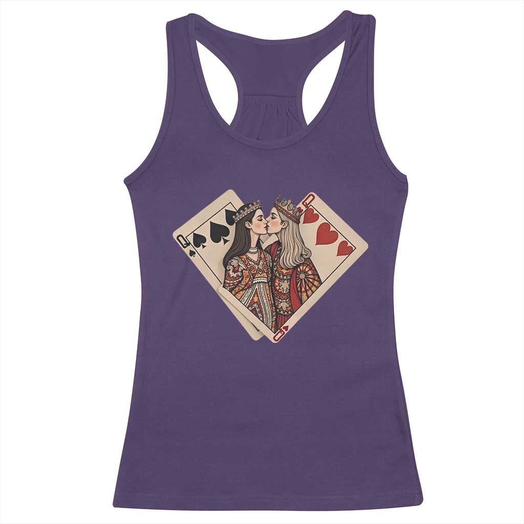 Lesbian Pride Racerback Tank Top Vintage Kissing Cards Sapphic Art TS10 Purple Print Your Wear