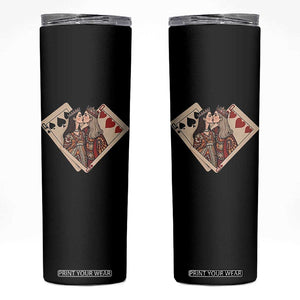 Lesbian Pride Skinny Tumbler Vintage Kissing Cards Sapphic Art TS10 Black Print Your Wear