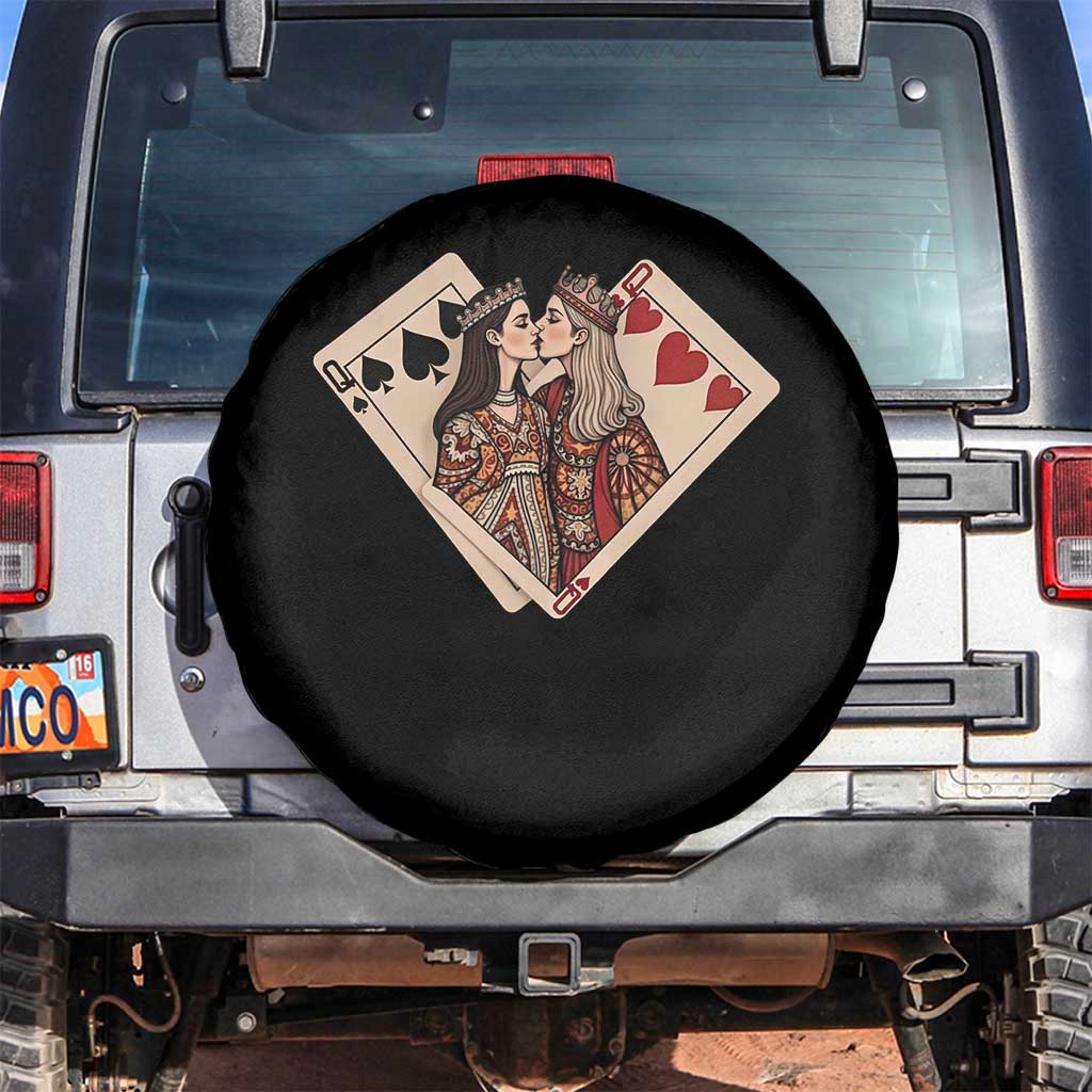 Lesbian Pride Spare Tire Cover Vintage Kissing Cards Sapphic Art TS10 No hole Black Print Your Wear