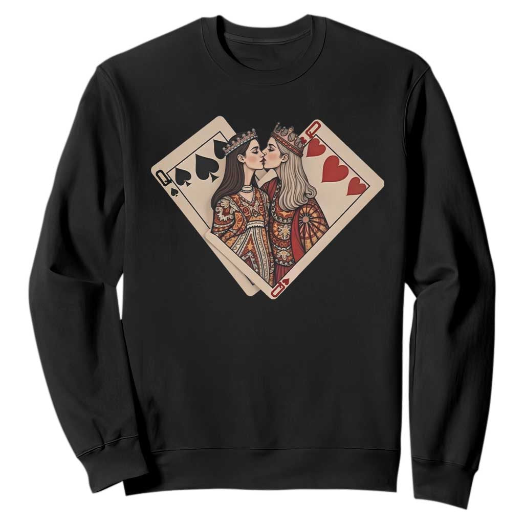 Lesbian Pride Sweatshirt Vintage Kissing Cards Sapphic Art TS10 Black Print Your Wear