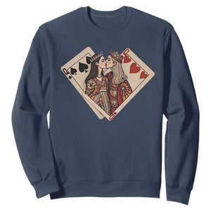 Lesbian Pride Sweatshirt Vintage Kissing Cards Sapphic Art TS10 Navy Print Your Wear