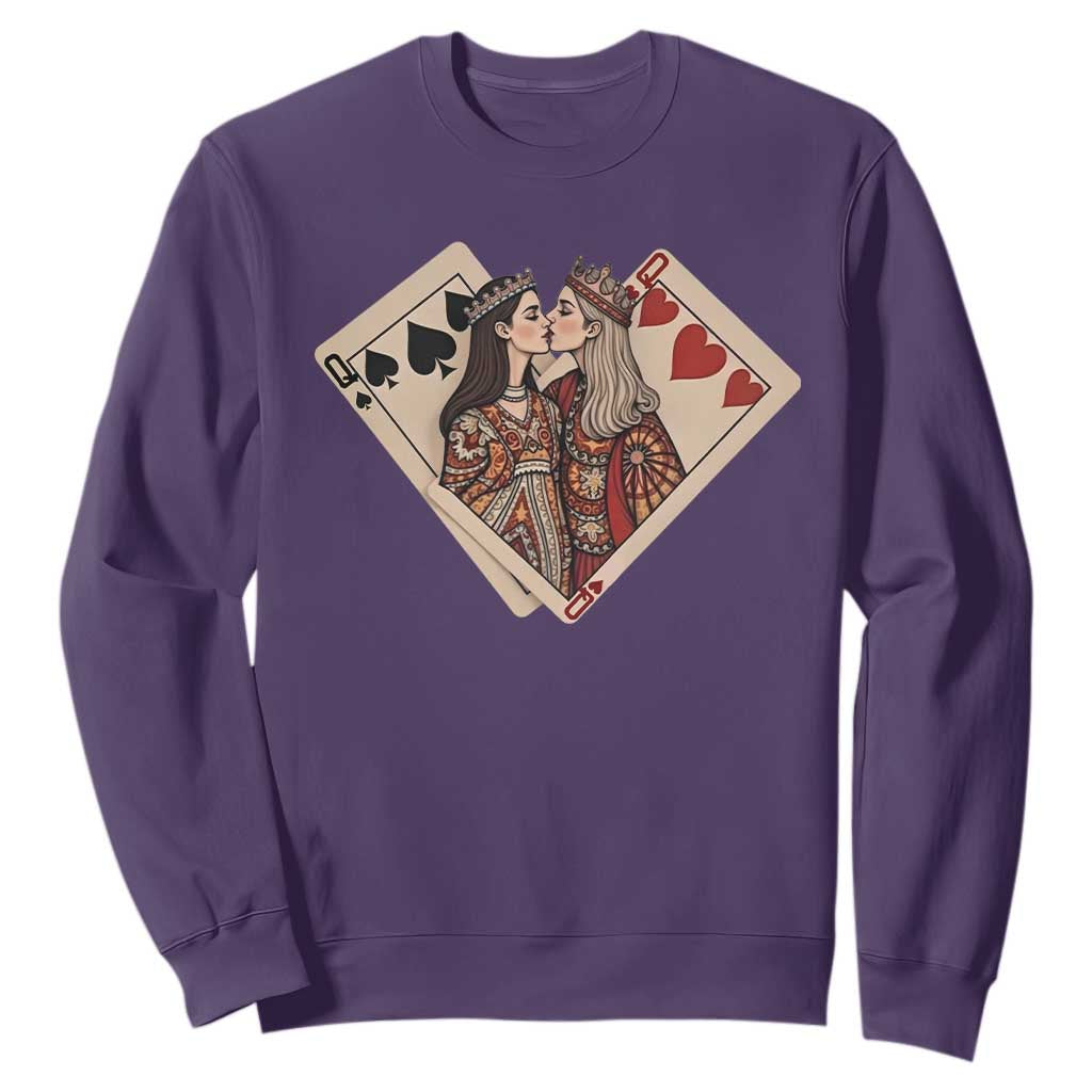 Lesbian Pride Sweatshirt Vintage Kissing Cards Sapphic Art TS10 Purple Print Your Wear