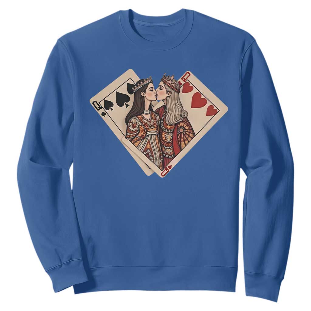 Lesbian Pride Sweatshirt Vintage Kissing Cards Sapphic Art TS10 Royal Blue Print Your Wear