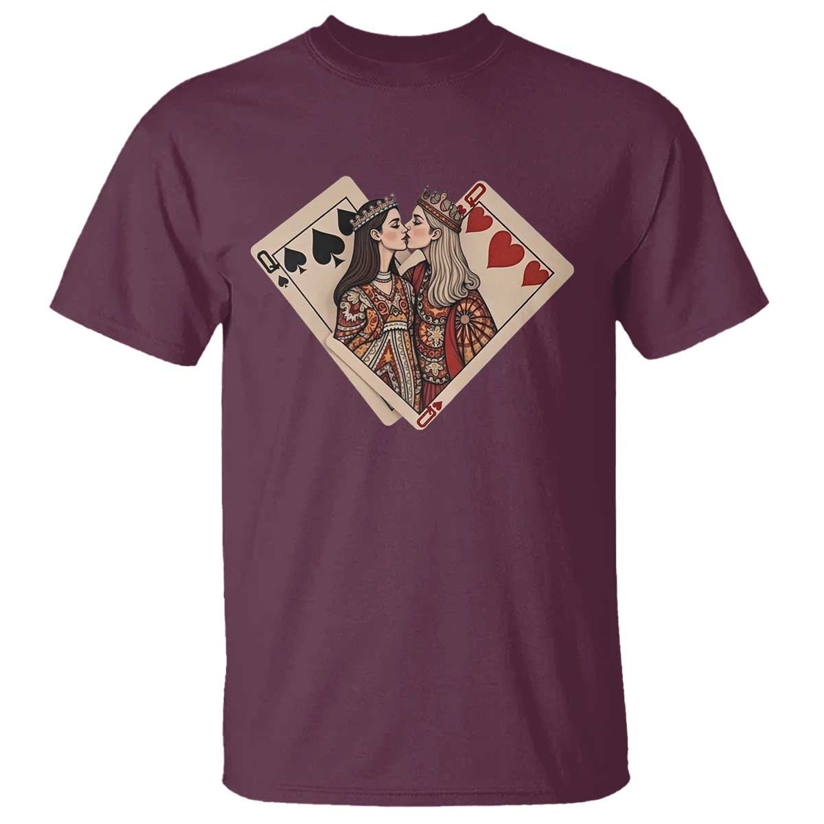 Lesbian Pride T Shirt Vintage Kissing Cards Sapphic Art TS10 Maroon Print Your Wear