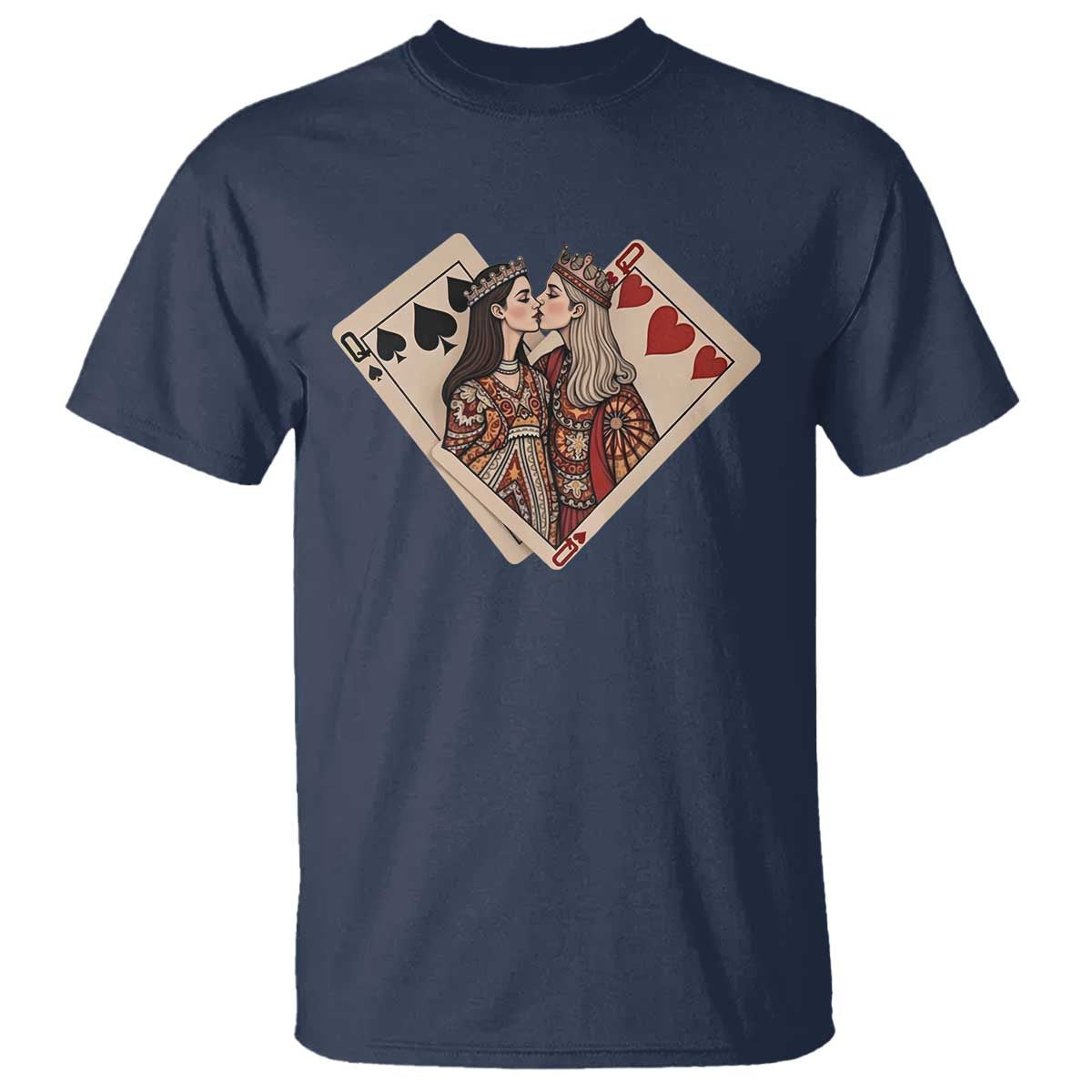 Lesbian Pride T Shirt Vintage Kissing Cards Sapphic Art TS10 Navy Print Your Wear