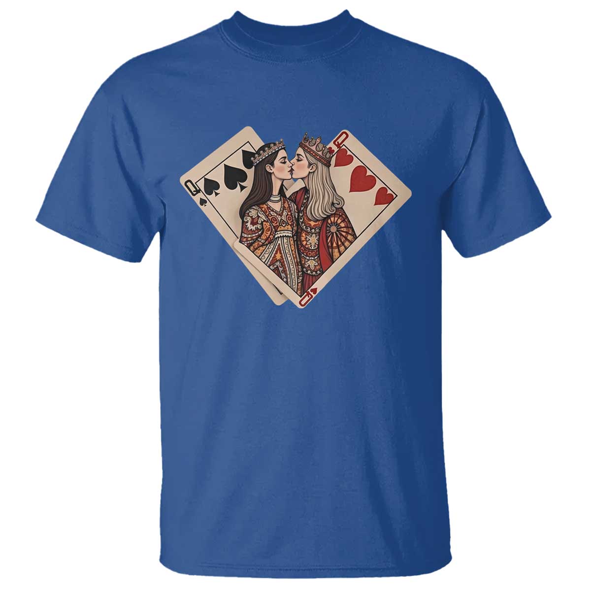 Lesbian Pride T Shirt Vintage Kissing Cards Sapphic Art TS10 Royal Blue Print Your Wear