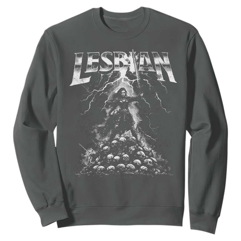 Lesbian Sweatshirt Funny Meme Dark Fantasy TS10 Dark Heather Print Your Wear
