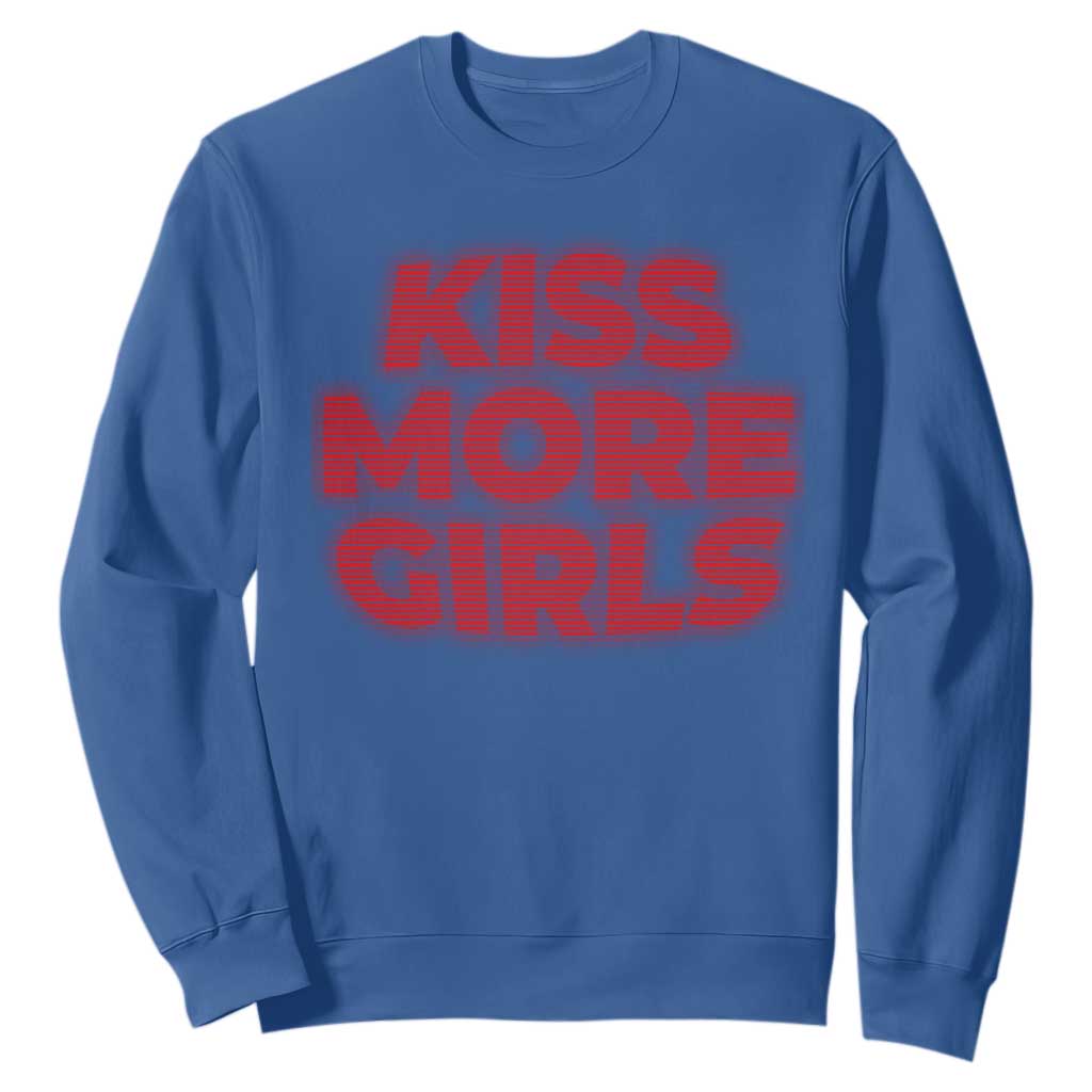 Lesbian Sweatshirt Kiss More Girls Funny Pride Month TS10 Royal Blue Print Your Wear