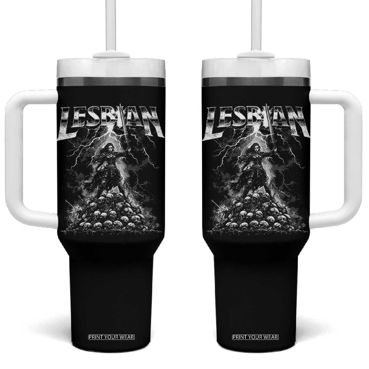 Lesbian Tumbler With Handle Funny Meme Dark Fantasy TS10 One Size: 40 oz Black Print Your Wear