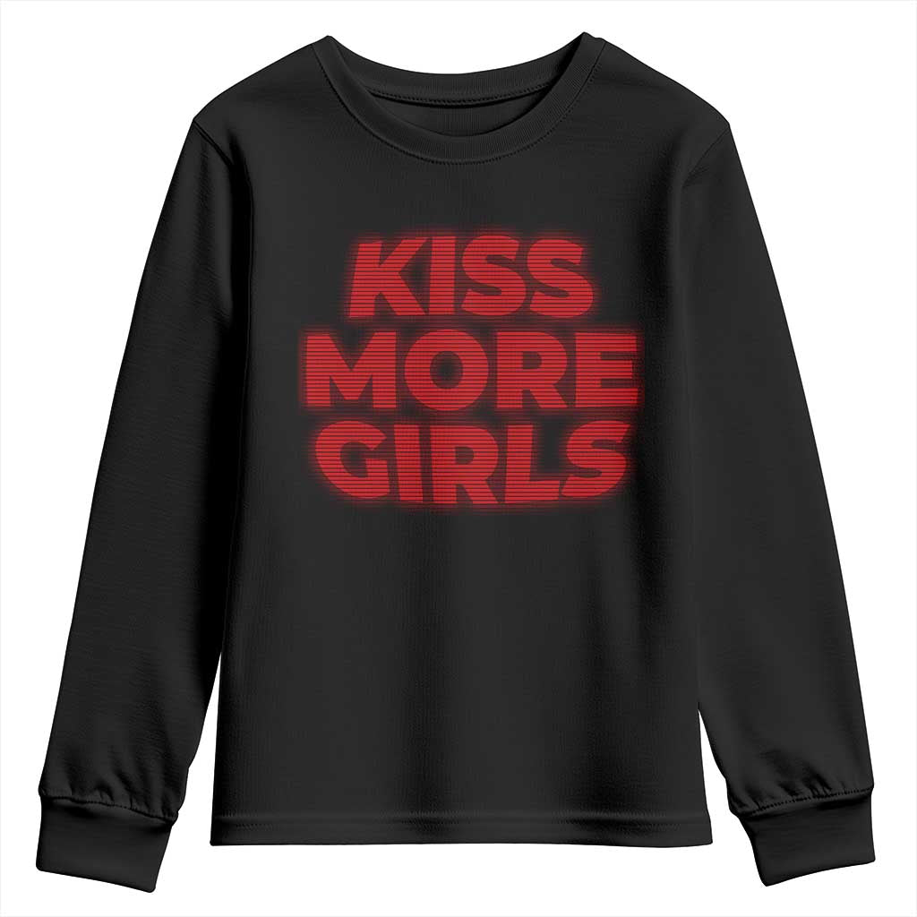 Lesbian Youth Sweatshirt Kiss More Girls Funny Pride Month TS10 Black Print Your Wear