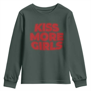 Lesbian Youth Sweatshirt Kiss More Girls Funny Pride Month TS10 Dark Forest Green Print Your Wear
