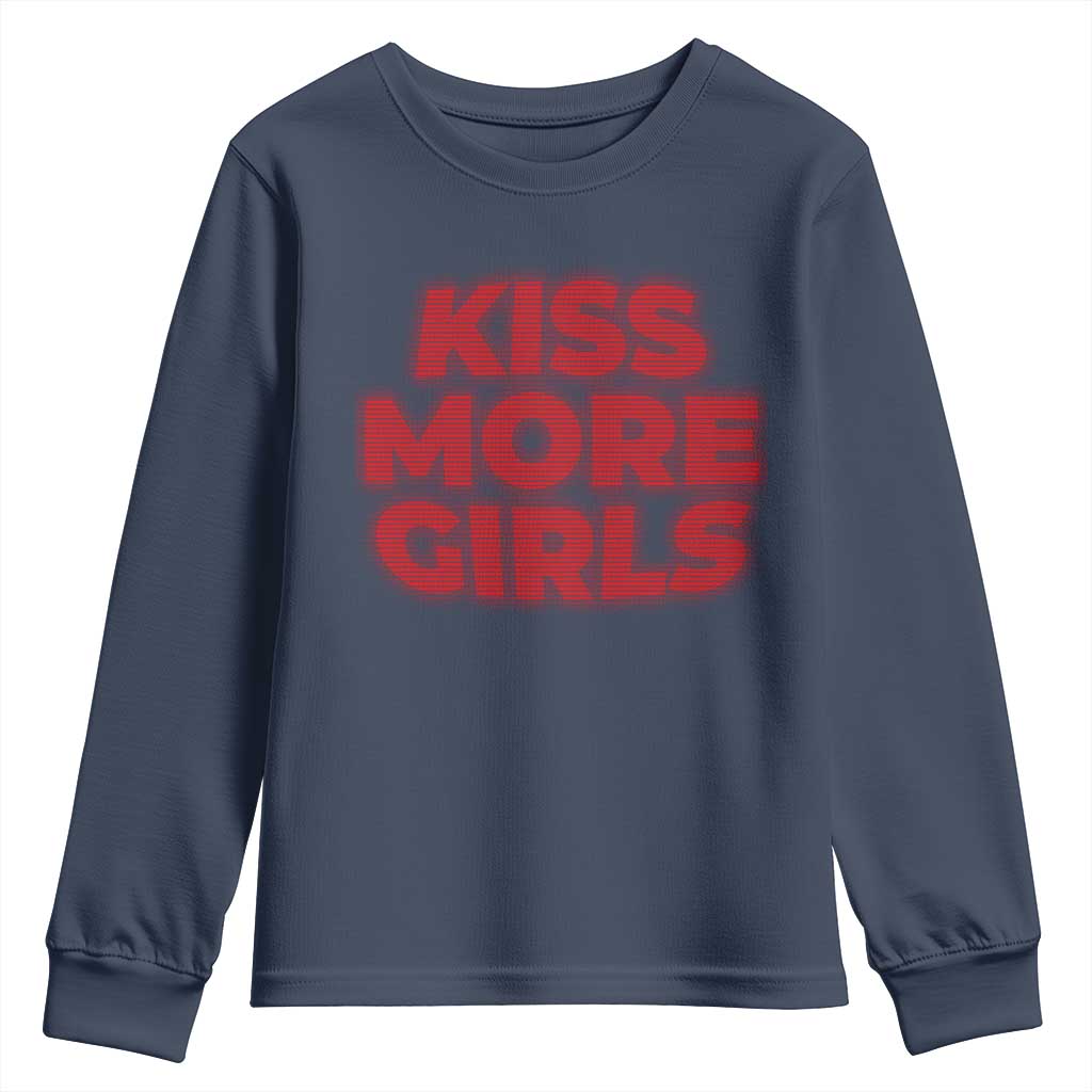 Lesbian Youth Sweatshirt Kiss More Girls Funny Pride Month TS10 Navy Print Your Wear