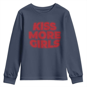 Lesbian Youth Sweatshirt Kiss More Girls Funny Pride Month TS10 Navy Print Your Wear