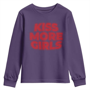 Lesbian Youth Sweatshirt Kiss More Girls Funny Pride Month TS10 Purple Print Your Wear