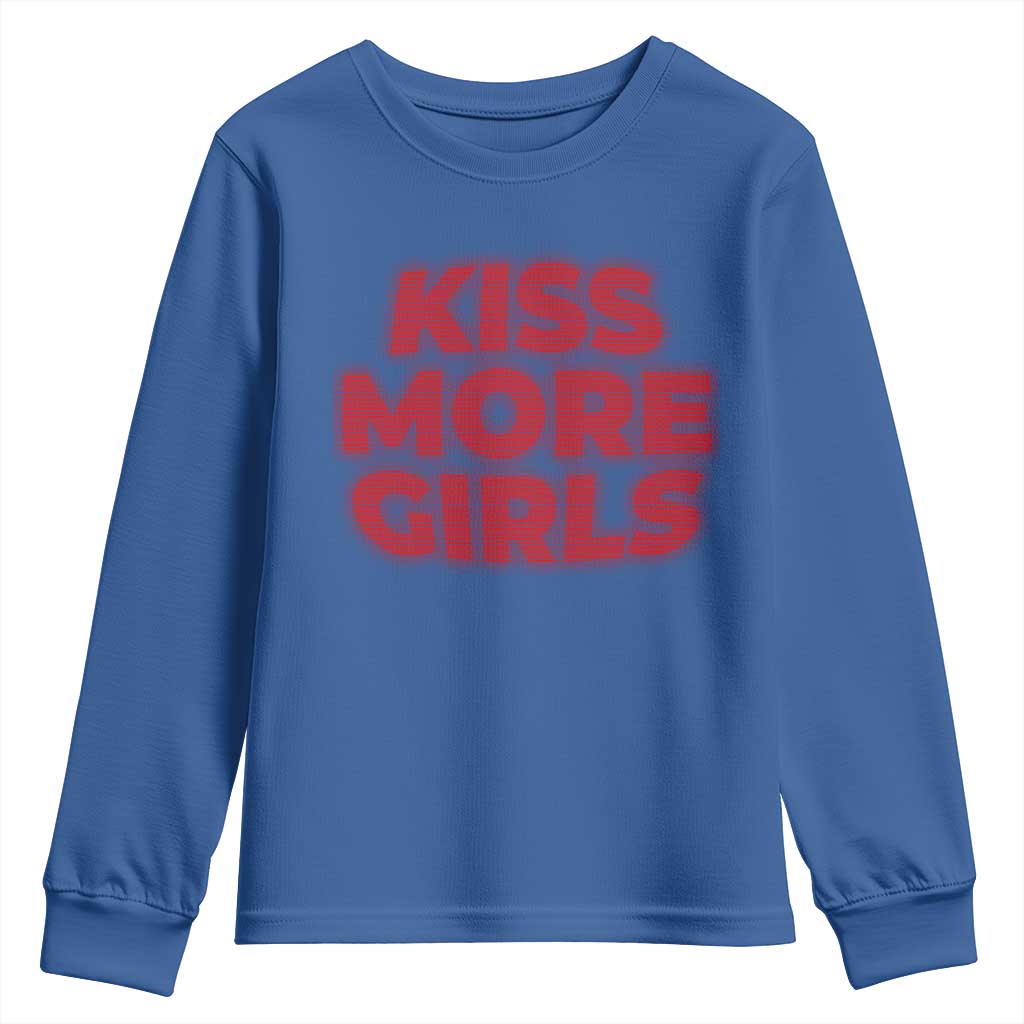 Lesbian Youth Sweatshirt Kiss More Girls Funny Pride Month TS10 Royal Blue Print Your Wear