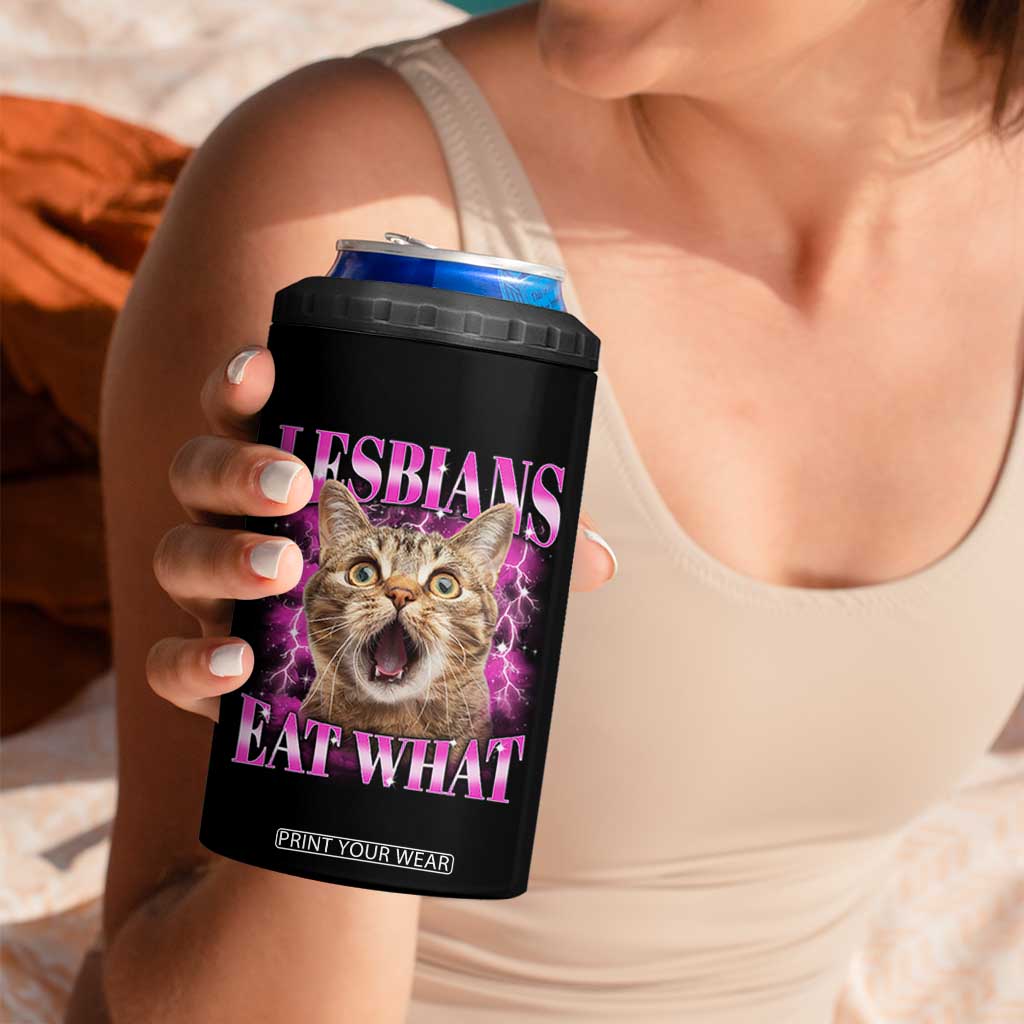 Lesbians Eat What 4 in 1 Can Cooler Tumbler Funny Cat Gay Pride LGBTQ Pun TS10 Print Your Wear