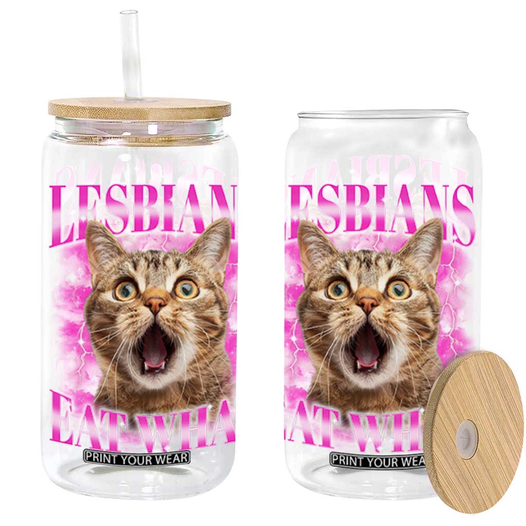 Lesbians Eat What Glass Can Funny Cat Gay Pride LGBTQ Pun TS10 Black Print Your Wear