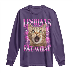 Lesbians Eat What Long Sleeve Shirt Funny Cat Gay Pride LGBTQ Pun TS10 Purple Print Your Wear