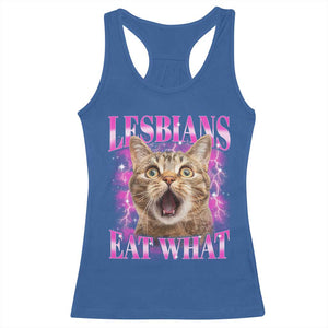 Lesbians Eat What Racerback Tank Top Funny Cat Gay Pride LGBTQ Pun TS10 Royal Blue Print Your Wear
