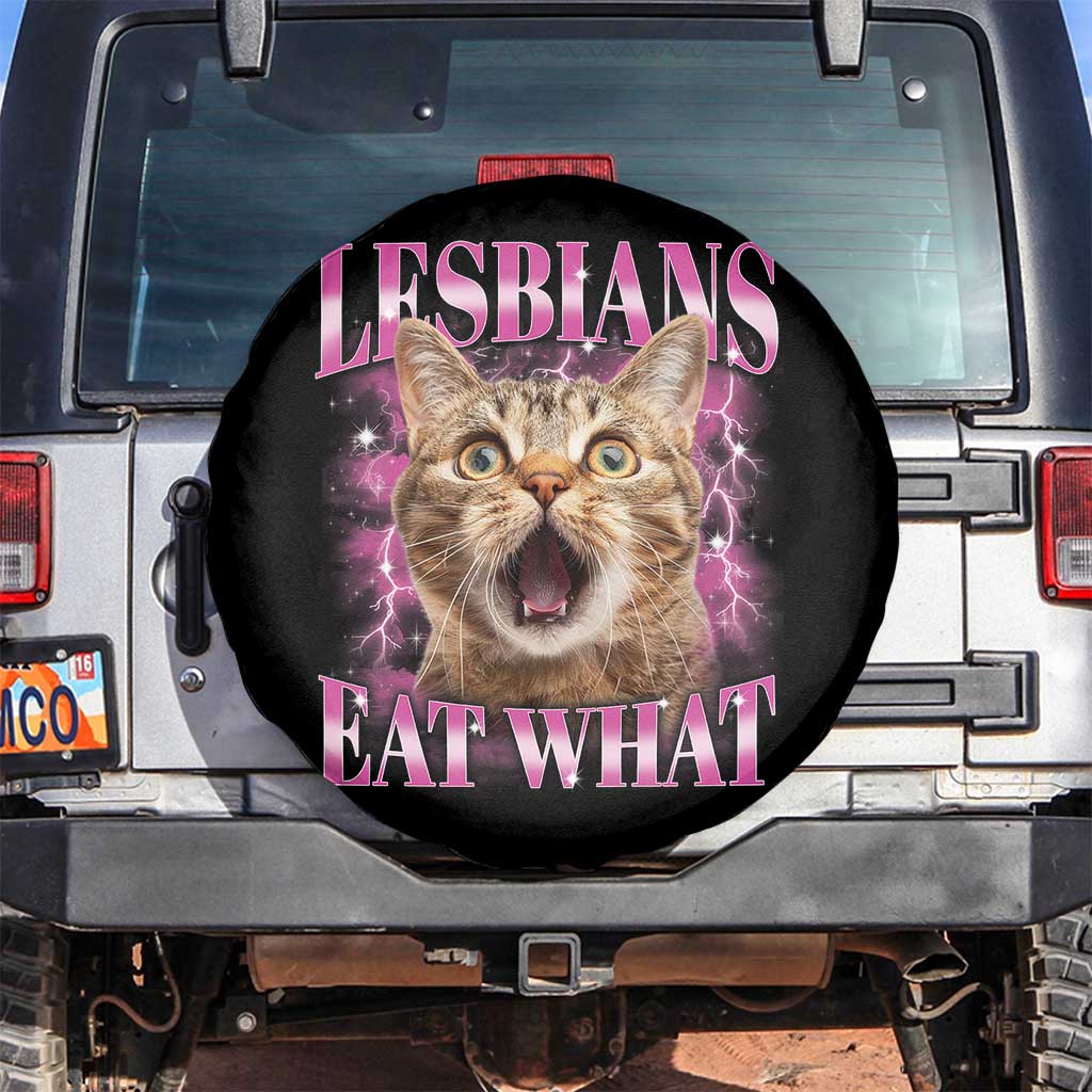 Lesbians Eat What Spare Tire Cover Funny Cat Gay Pride LGBTQ Pun TS10 No hole Black Print Your Wear