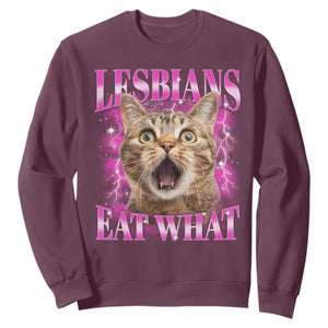Lesbians Eat What Sweatshirt Funny Cat Gay Pride LGBTQ Pun TS10 Maroon Print Your Wear
