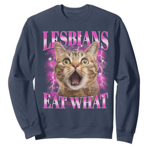 Lesbians Eat What Sweatshirt Funny Cat Gay Pride LGBTQ Pun TS10 Navy Print Your Wear