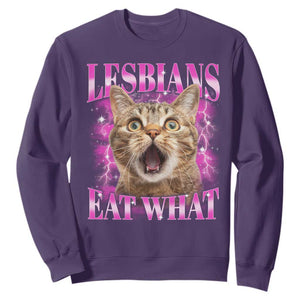 Lesbians Eat What Sweatshirt Funny Cat Gay Pride LGBTQ Pun TS10 Purple Print Your Wear