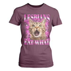 Lesbians Eat What T Shirt For Women Funny Cat Gay Pride LGBTQ Pun TS10 Maroon Print Your Wear