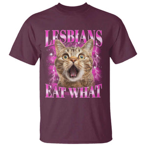 Lesbians Eat What T Shirt Funny Cat Gay Pride LGBTQ Pun TS10 Maroon Print Your Wear
