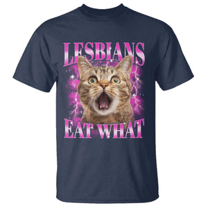 Lesbians Eat What T Shirt Funny Cat Gay Pride LGBTQ Pun TS10 Navy Print Your Wear