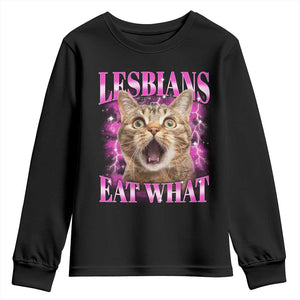 Lesbians Eat What Youth Sweatshirt Funny Cat Gay Pride LGBTQ Pun TS10 Black Print Your Wear