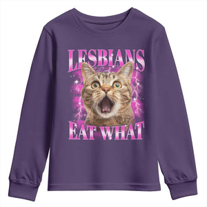 Lesbians Eat What Youth Sweatshirt Funny Cat Gay Pride LGBTQ Pun TS10 Purple Print Your Wear
